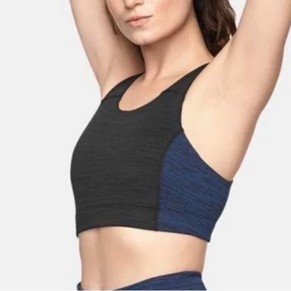Outdoor Voices Tech Sweat Key Black Blue Sports Bra sz S
